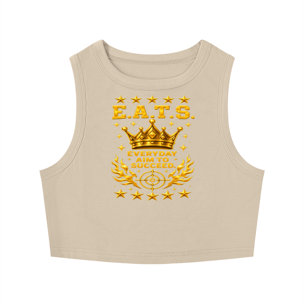 brown,black,white,gold,khaki,crop,top,croptop,womens,women,hers,her,logo,eats,bullseye,casual,streetwear,shirt
