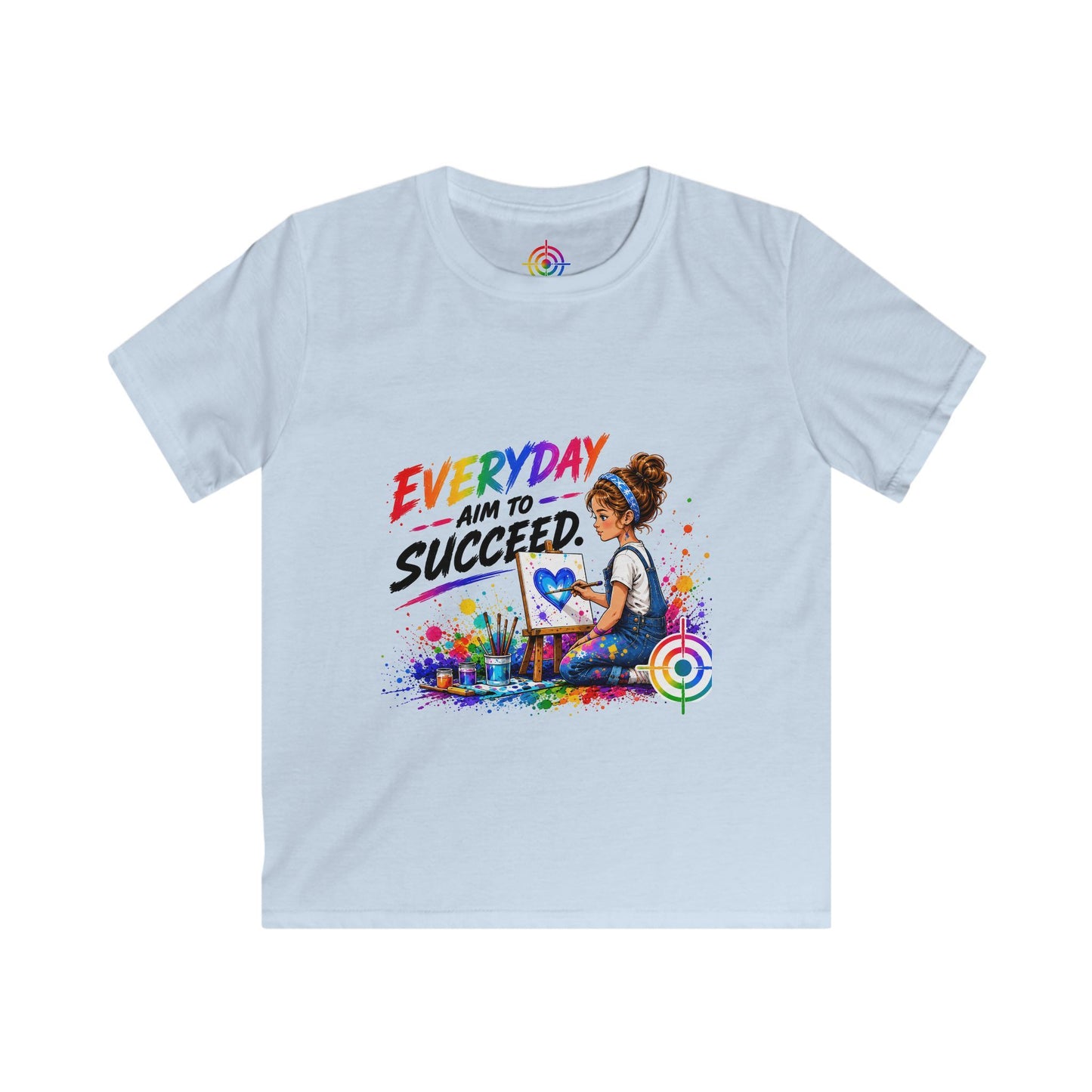 Kids Colorful Art Tee - "Everyday Aim to Succeed"