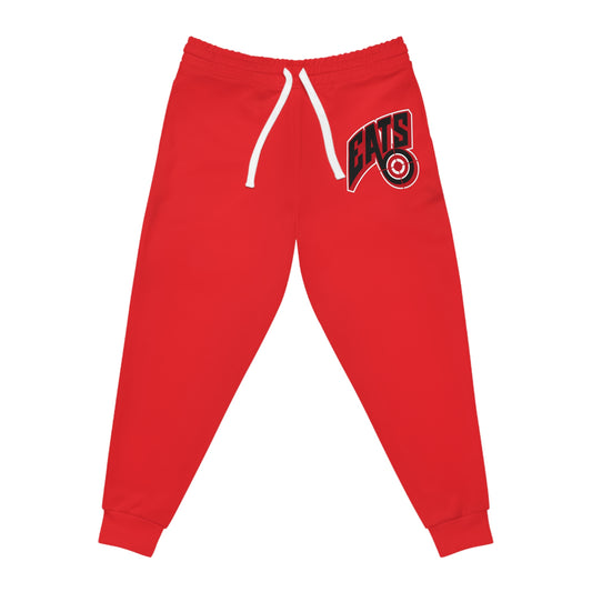 Athletic Joggers — Red "EATS" Logo Joggers with Side Slogan
