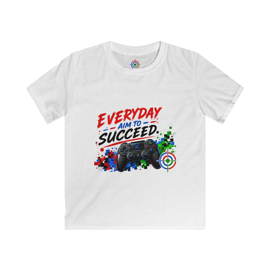 T-Shirt mit Gamer-Motiv für Kinder | „Jeden Tag danach streben, erfolgreich zu sein“