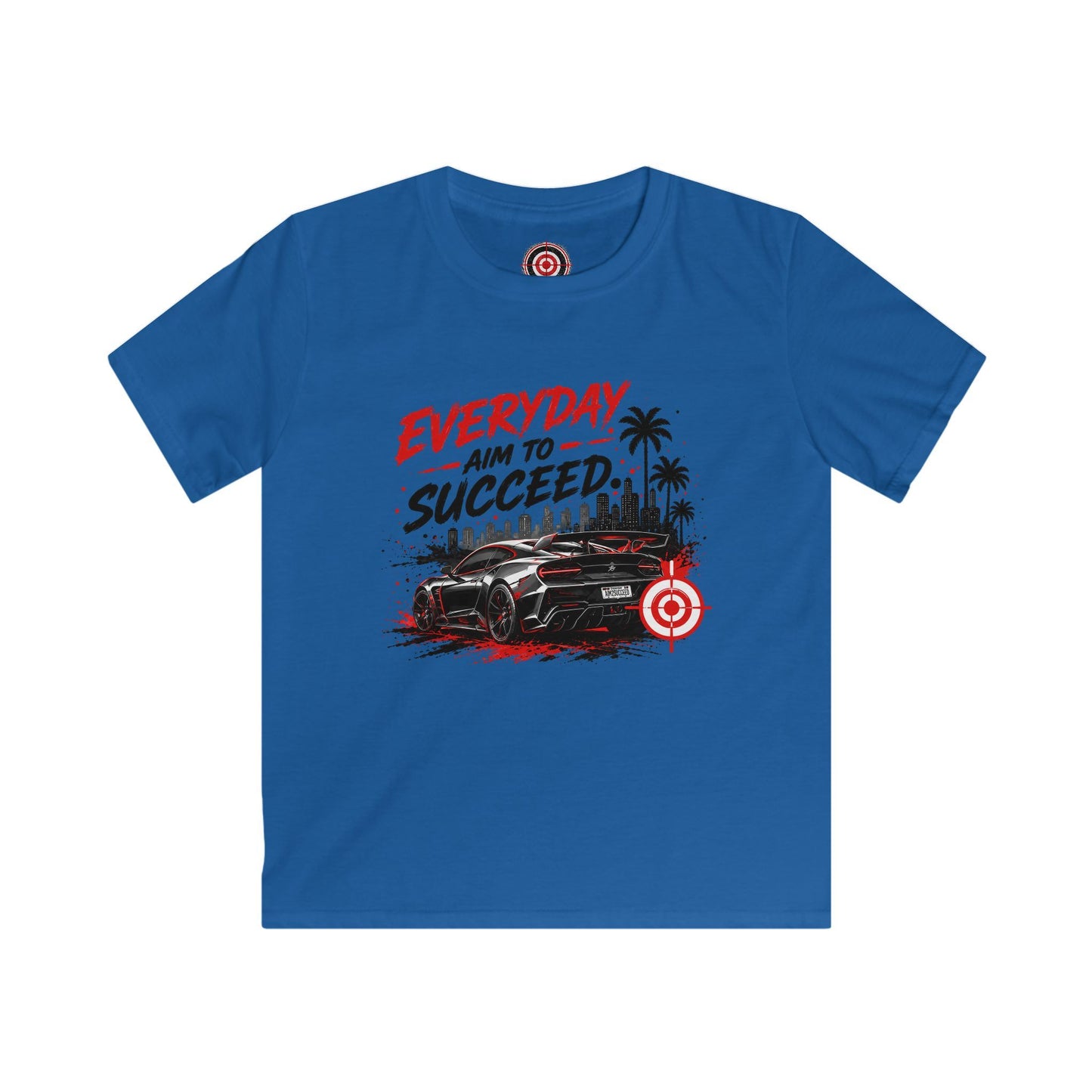 Kids Tee — "Everyday Aim to Succeed" Racing Car Graphic