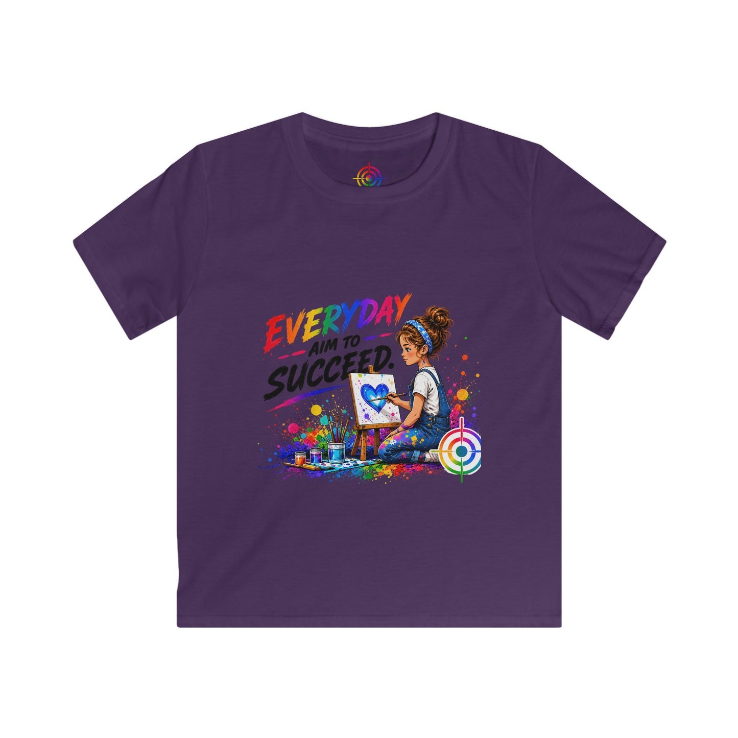 Kids Colorful Art Tee - "Everyday Aim to Succeed"
