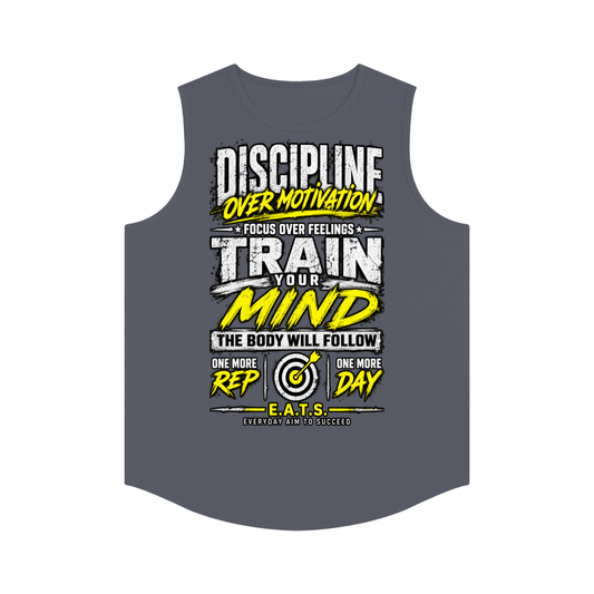 mens,logo,eats,gym,muscleshirt,yellow,grey,gray,black,men,discipline,train,repshirt,casual,menscasual,streetwear,bullseye,motivational,graphic,his,workout
