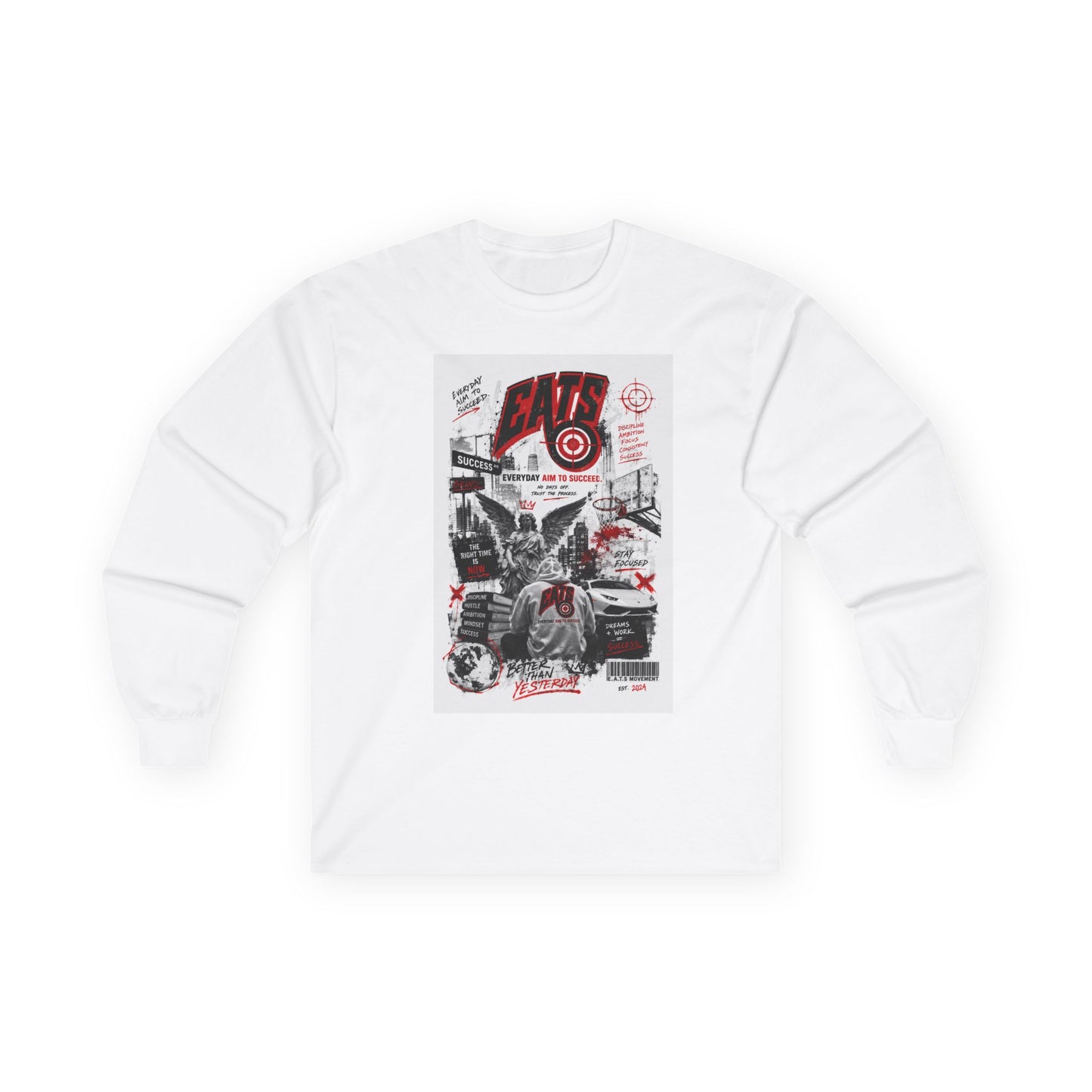 EATS Graphic Long Sleeve Tee — 'Everyday Aim to Succeed' Streetwear