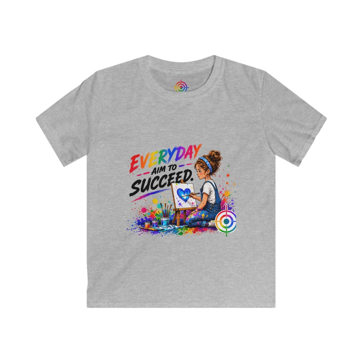 Kids Colorful Art Tee - "Everyday Aim to Succeed"