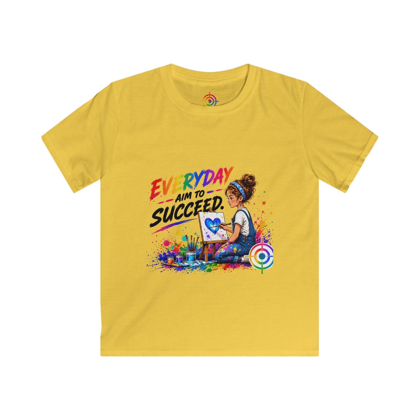 Kids Colorful Art Tee - "Everyday Aim to Succeed"