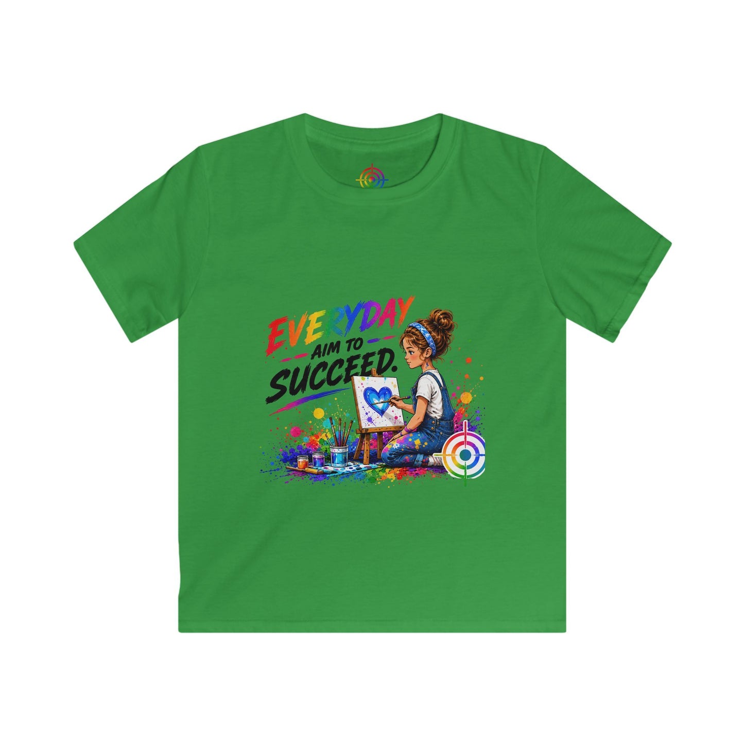 Kids Colorful Art Tee - "Everyday Aim to Succeed"