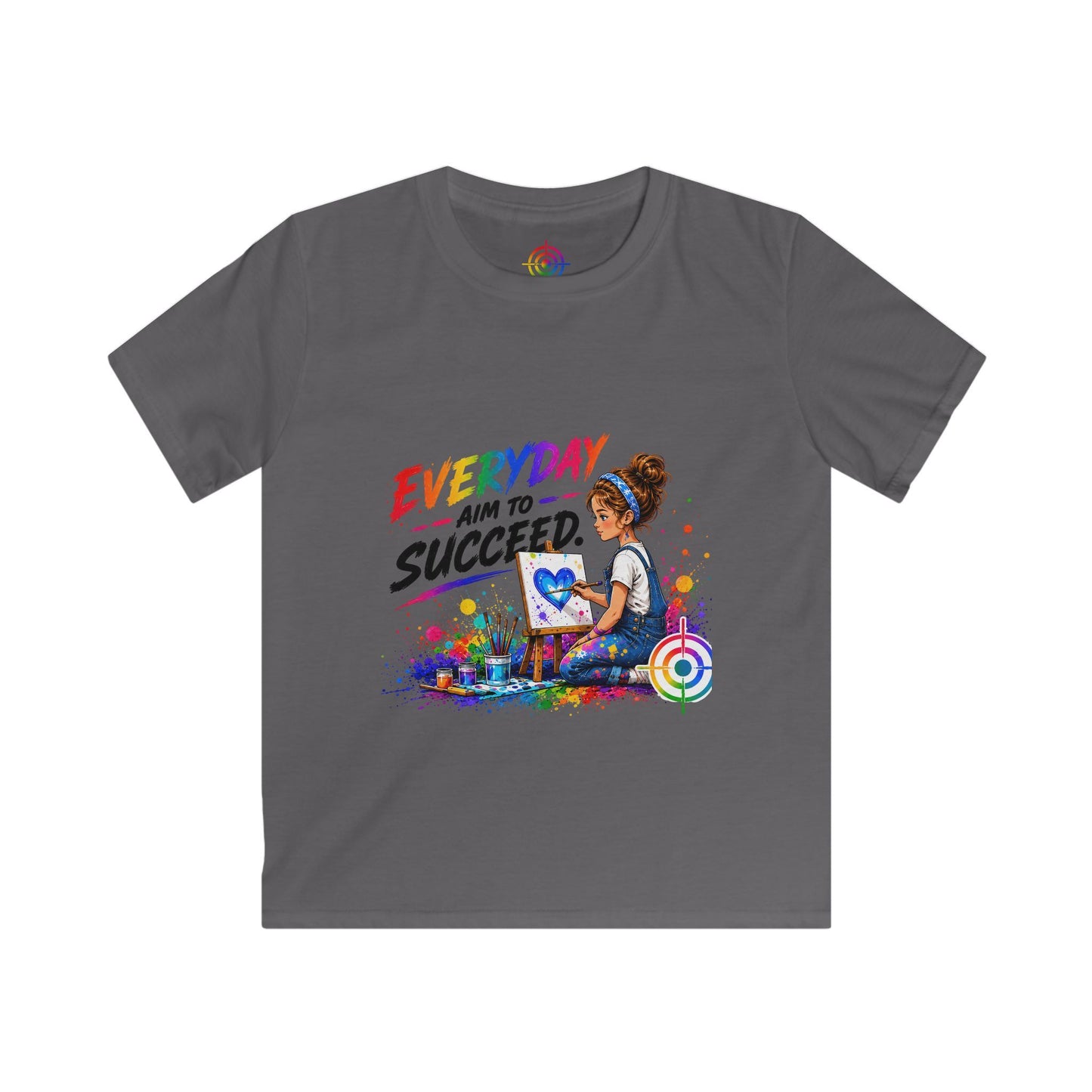 Kids Colorful Art Tee - "Everyday Aim to Succeed"