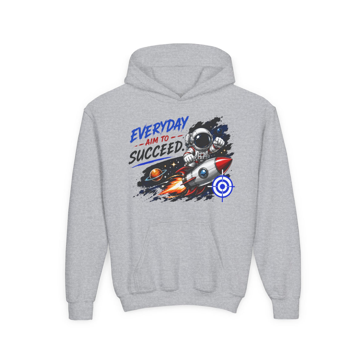Youth Hoodie — Astronaut Rocket Graphic