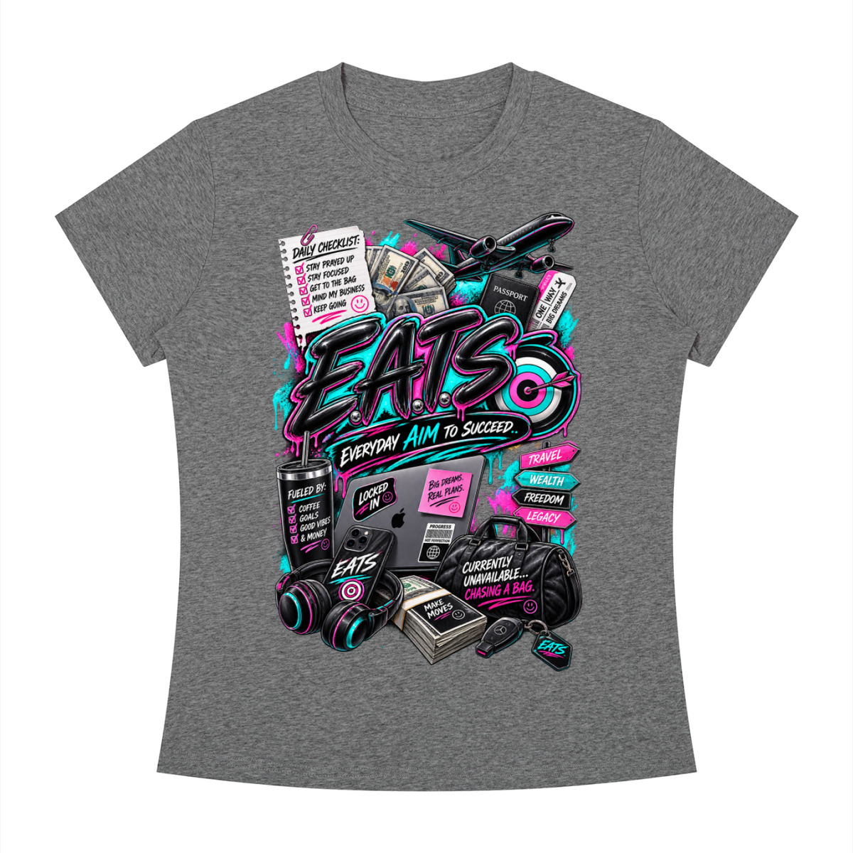 black,grey,gray,light,dark,womens,women,graphic,graphictshirt,tshirt,brandlogo,logo,bullseye,eats,her,hers,neon,neoncolors
