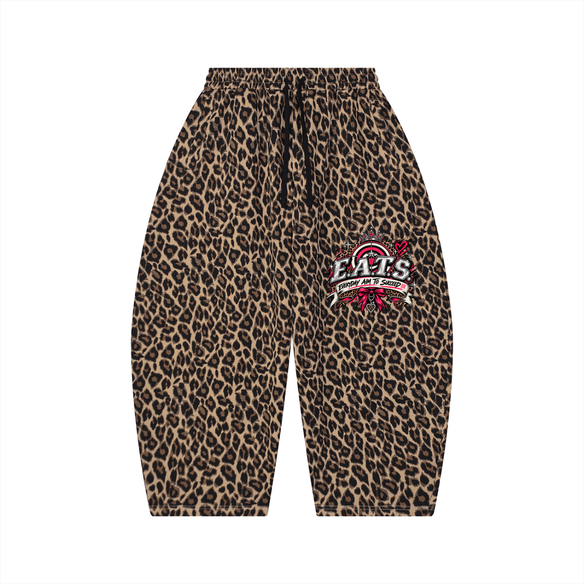 leopard,print,hers,her,women,womens,streetwear,eats,coffee,sweatpants,drawstring,brown,sweats,bottoms,logo,bullseye