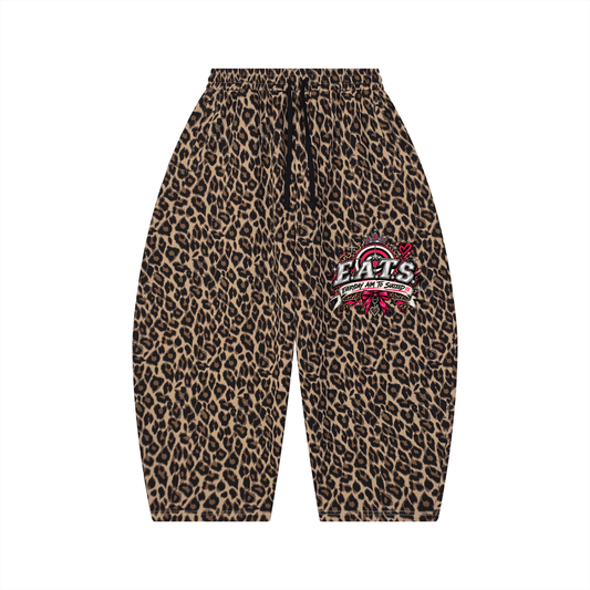leopard,print,hers,her,women,womens,streetwear,eats,coffee,sweatpants,drawstring,brown,sweats,bottoms,logo,bullseye