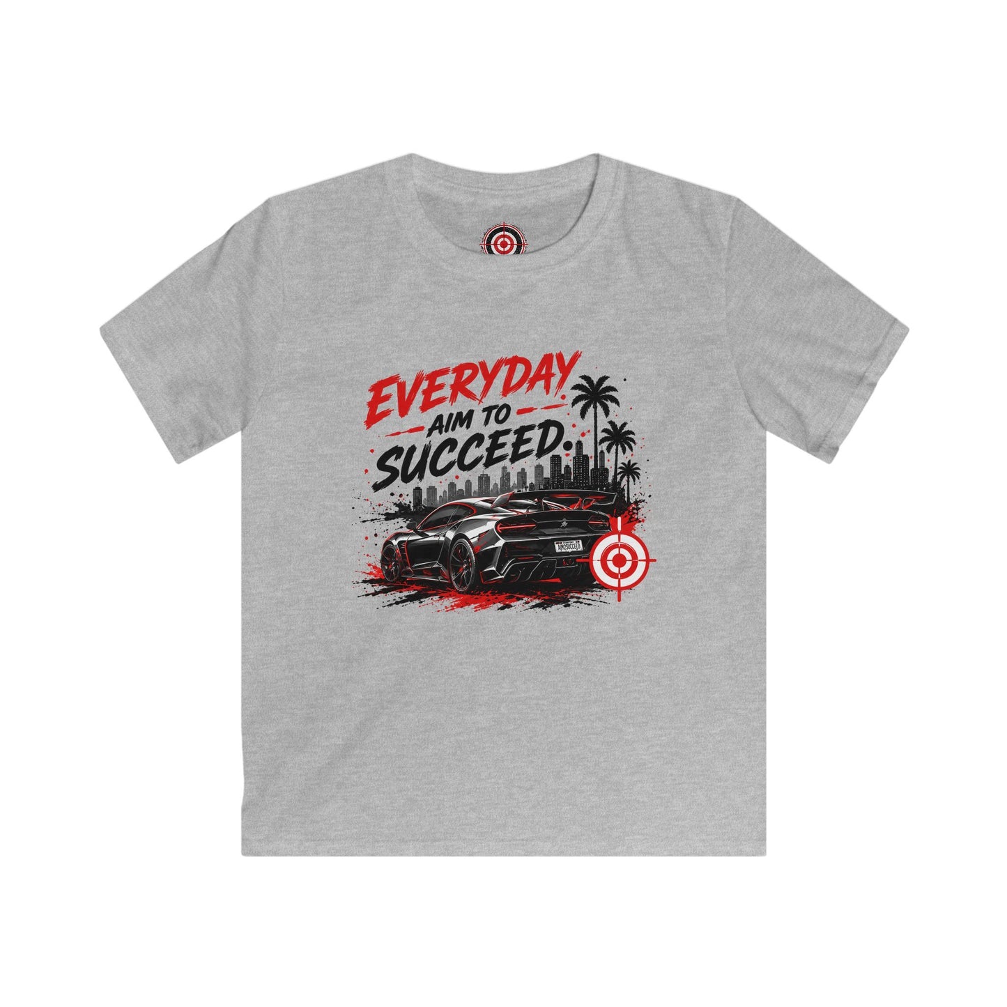 Kids Tee — "Everyday Aim to Succeed" Racing Car Graphic