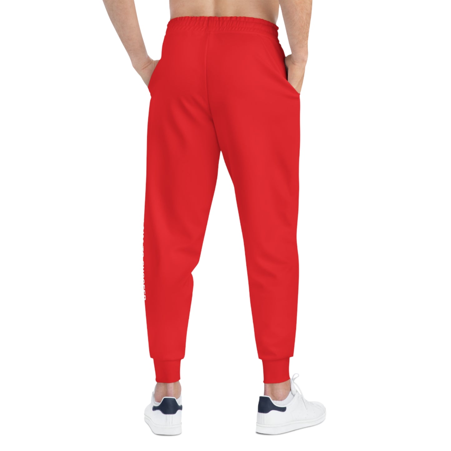Athletic Joggers — Red "EATS" Logo Joggers with Side Slogan