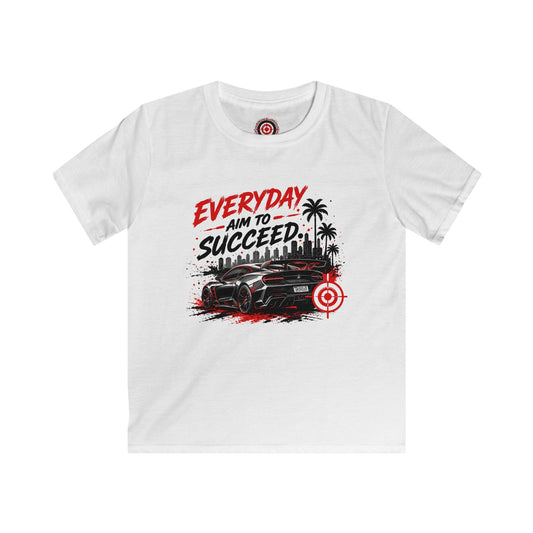 Kinder-T-Shirt — Rennwagen-Grafik "Jeden Tag aufs Neue erfolgreich sein"