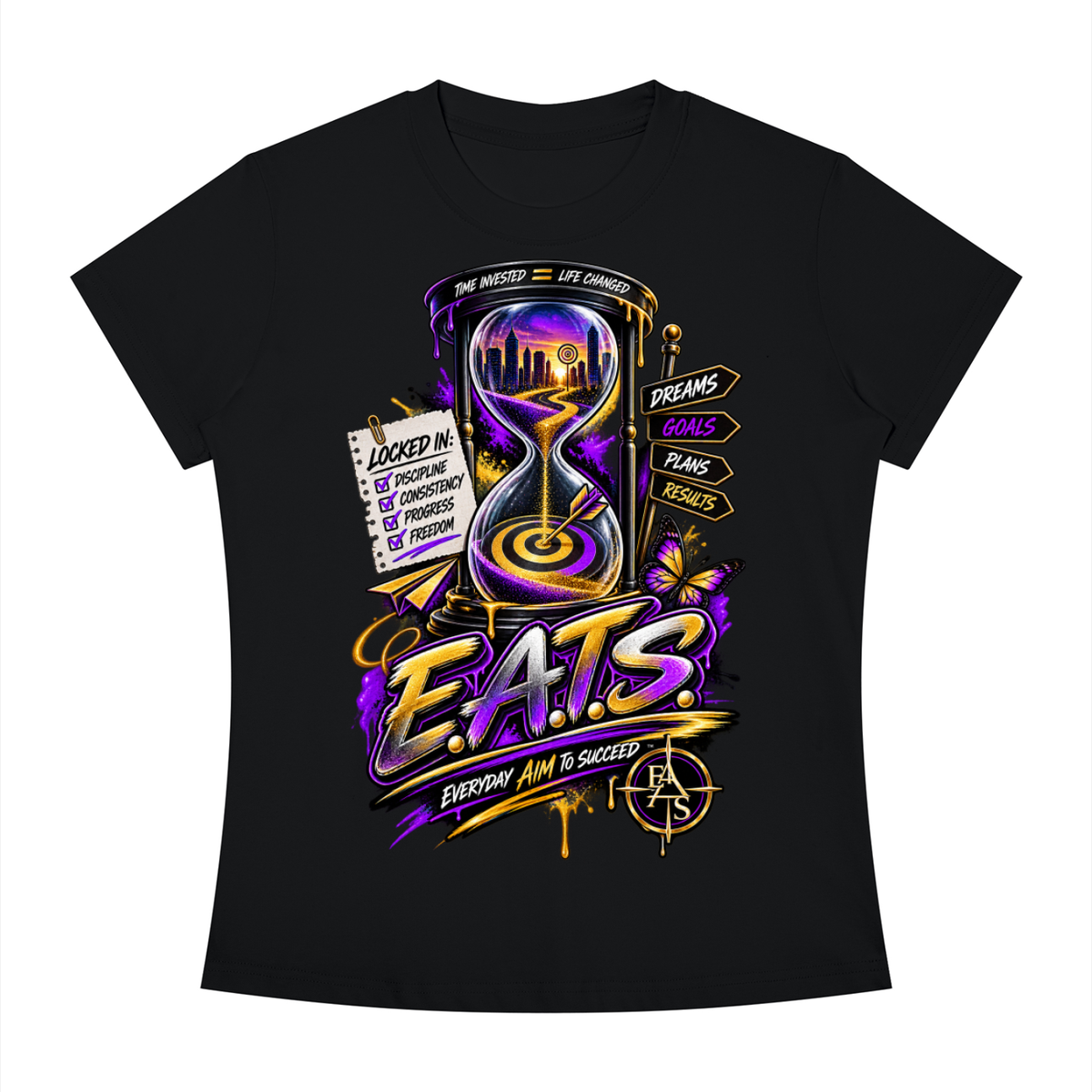 grey,gray,black,womens,women,hers,graphictshirt,eats,bullseye,logo,brandlogo,light,dark