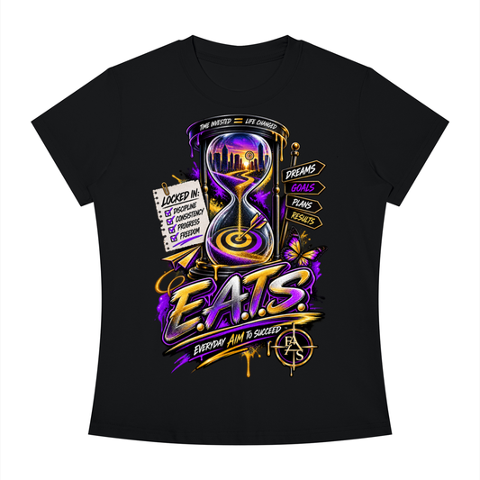 grey,gray,black,womens,women,hers,graphictshirt,eats,bullseye,logo,brandlogo,light,dark
