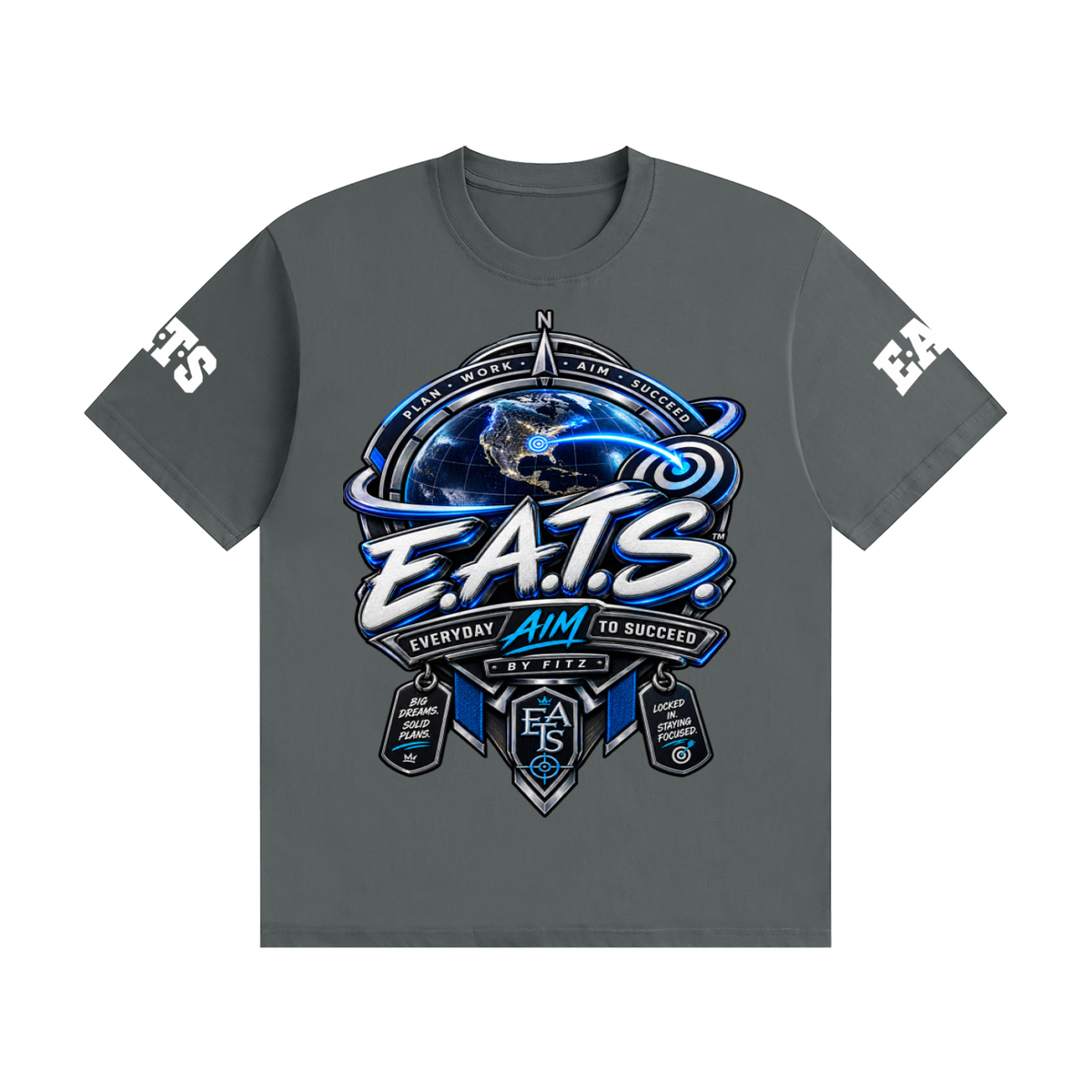 grey,black,navy,navyblue,blue,eats,mens,his,men,graphic,graphictshirt,brandlogo,logo,bullseye,tshirt