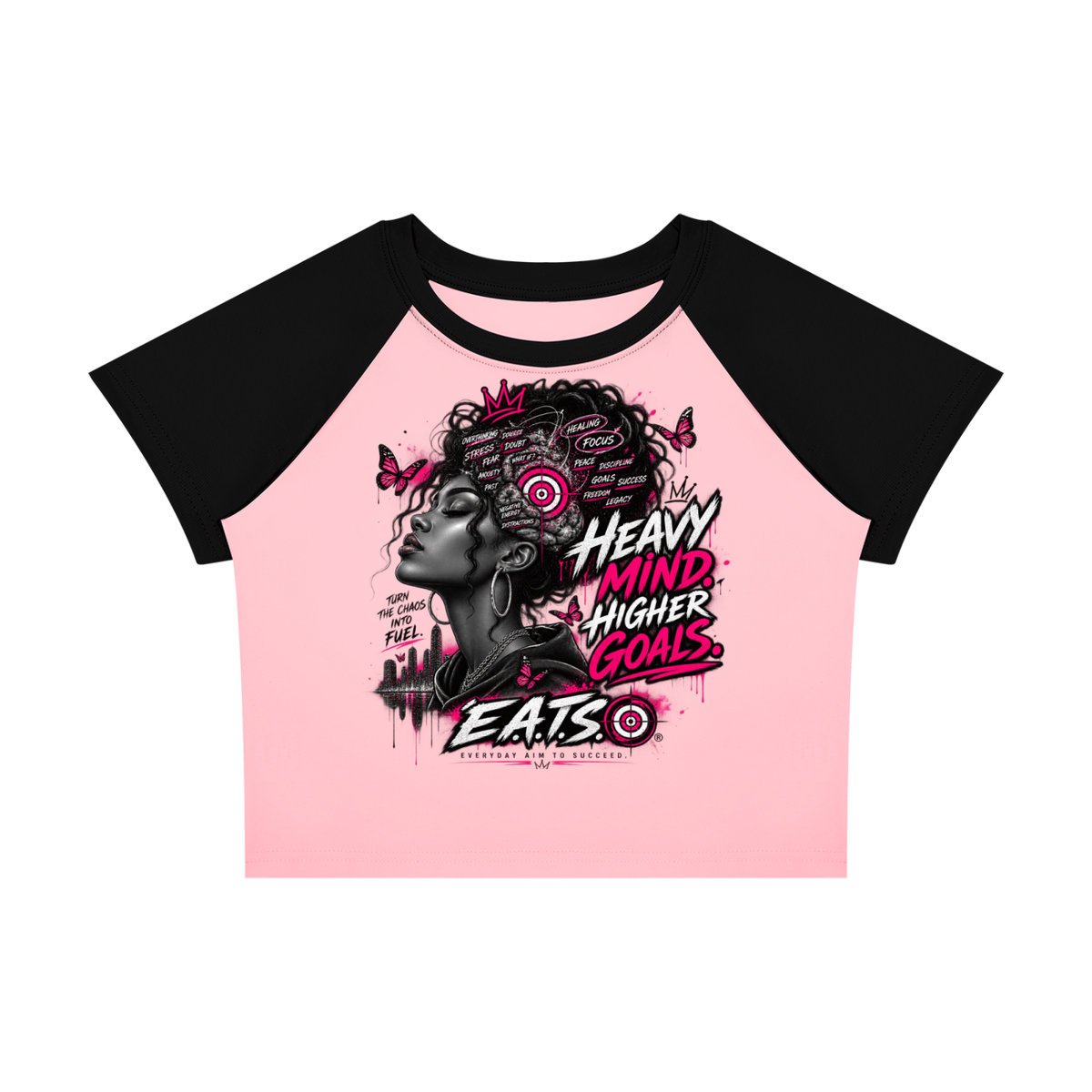 women,pink,white,eats,mind,goals,black,grey,gray,top,tshirt,butterflies,hers