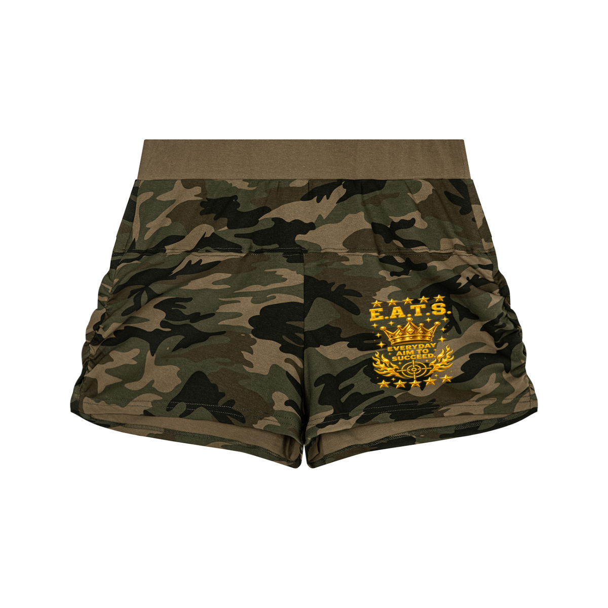 womens,camo,shorts,green,gold
