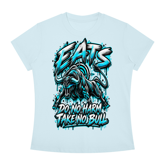 blue,white,grey,gray,bull,animal,bullseye,eats,brandlogo,hers,her,womens,women,casual,streetwear,womensstreetwear,teal,lightblue,graphic,graphictshirt,dark,light