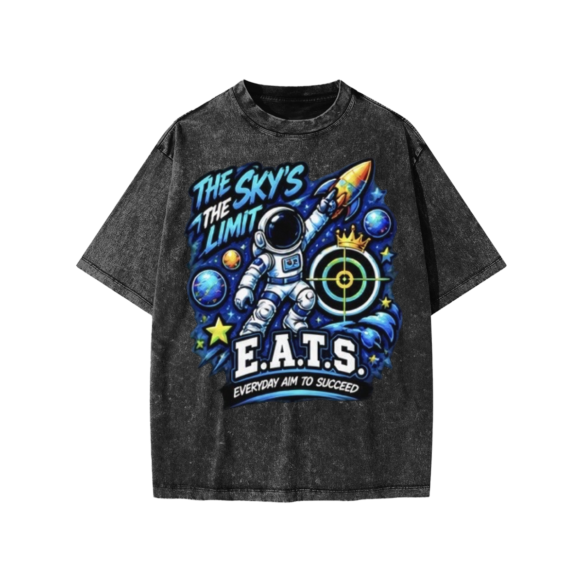 kids,black,blue,eats,bullseye,astro,moon,stars,tshirt,rocket