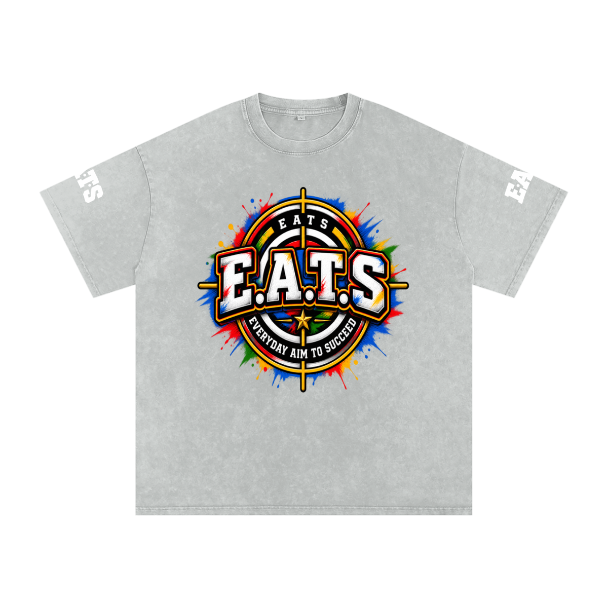 grey,gray,yellow,black,logo,eats,his,mens,men,casual,tshirt,graphic,multicolor,bullseye,apricot,light,dark,streetwear,oliveyellow