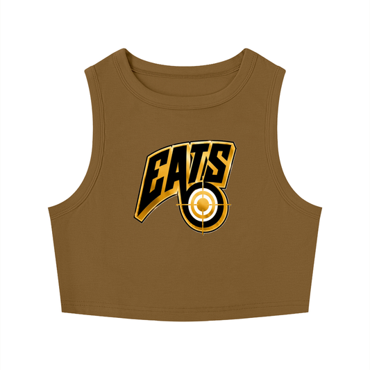 womens,tanktop,brown,eats,gold,crop,top,fashion