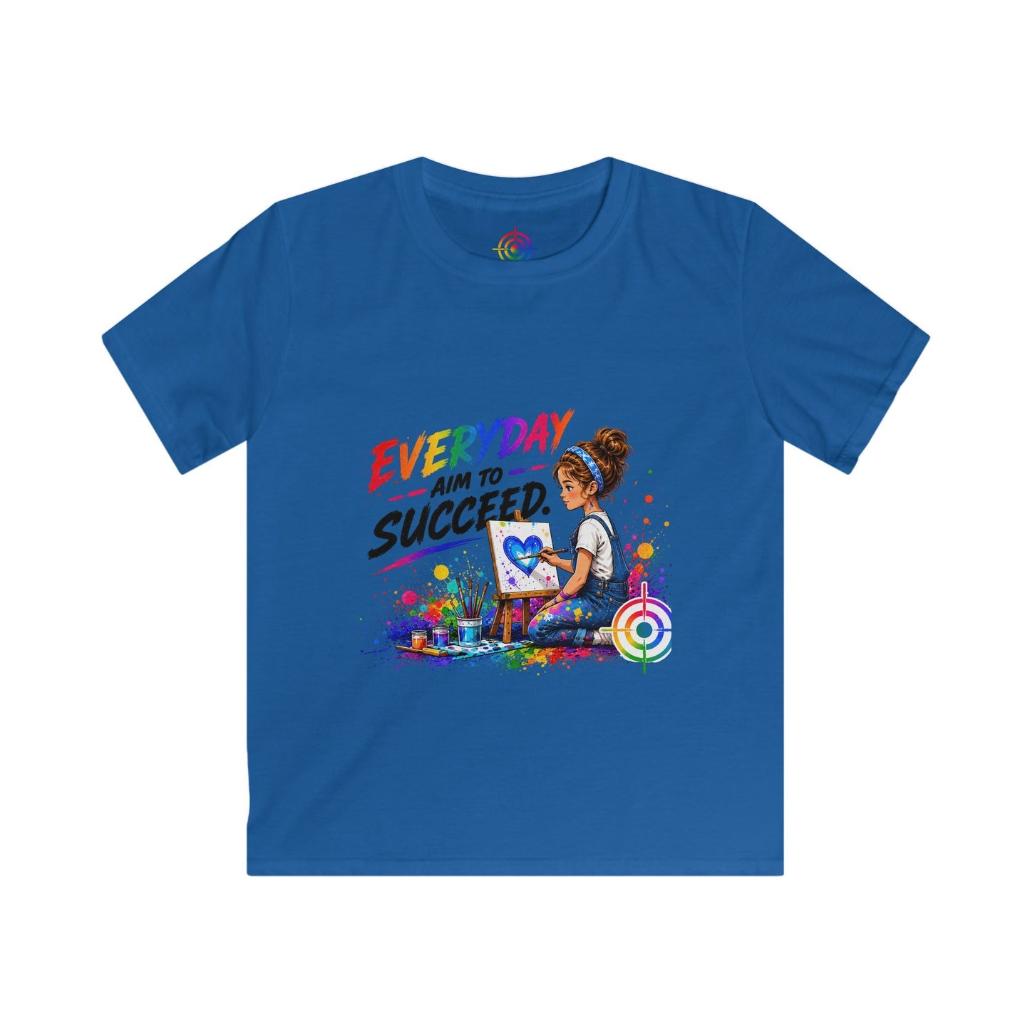 Kids Colorful Art Tee - "Everyday Aim to Succeed"