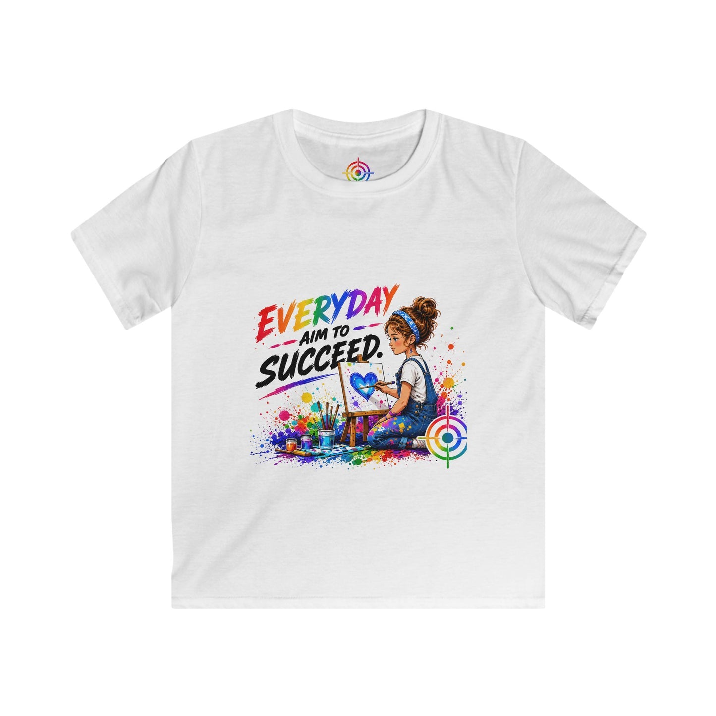 Kids Colorful Art Tee - "Everyday Aim to Succeed"