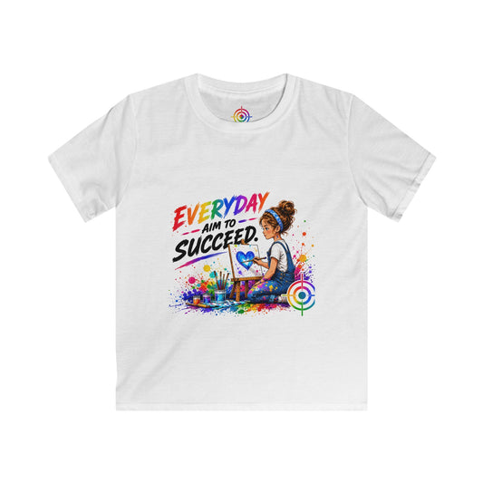 Buntes Kunst-T-Shirt für Kinder – „Jeden Tag danach streben, erfolgreich zu sein“
