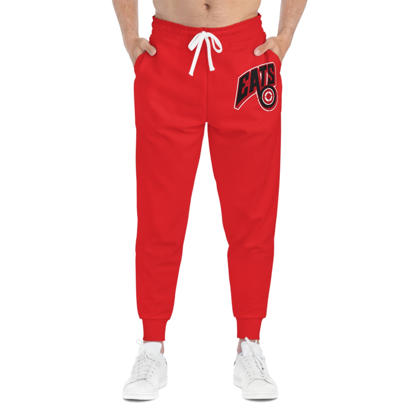 Athletic Joggers — Red "EATS" Logo Joggers with Side Slogan