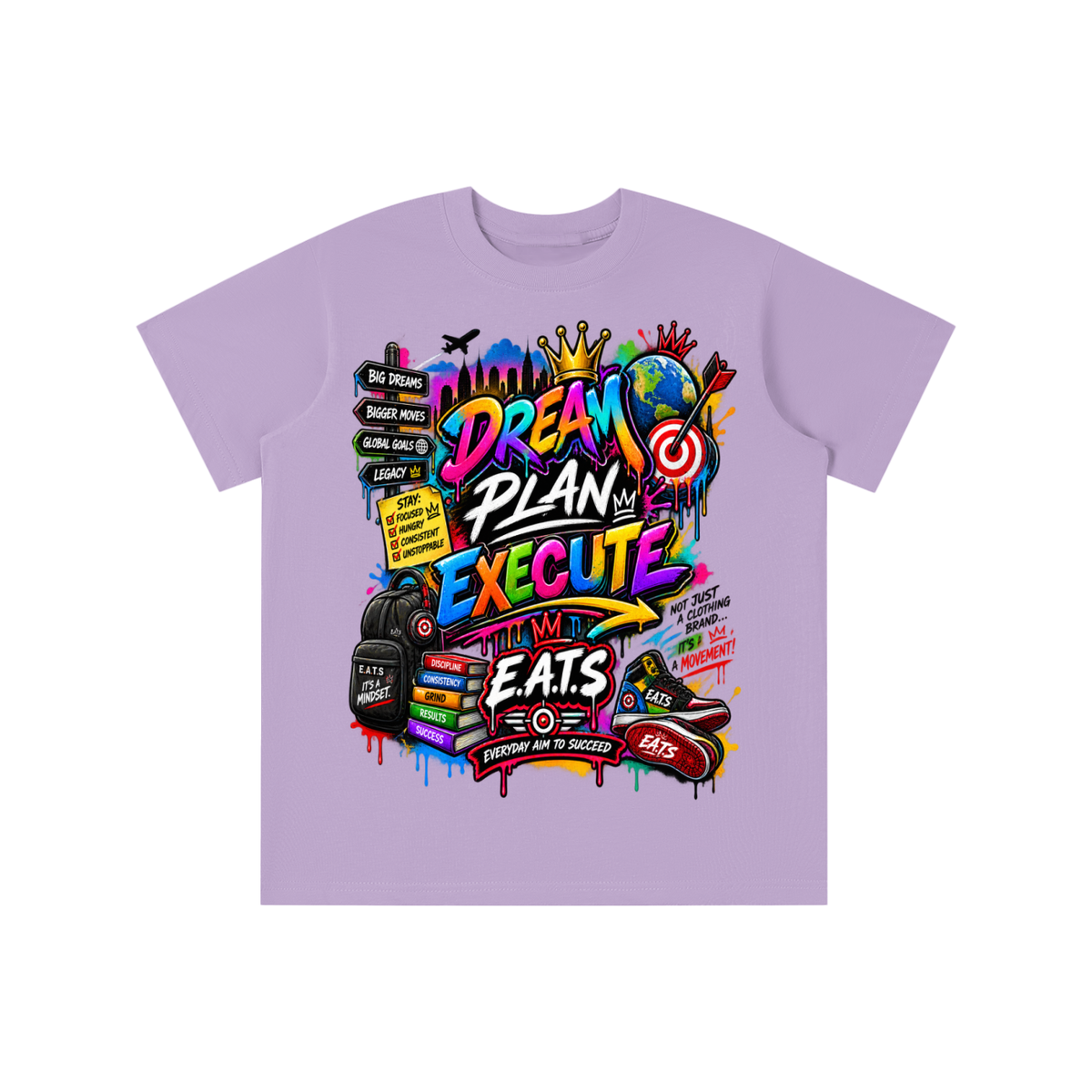 blue,pink,green,white,black,multicolor,mulitcolors,kids,kidstshirt,graphic,kidsgraphict,eats,brandlogo,logo,dream,plan,execute,bullseye