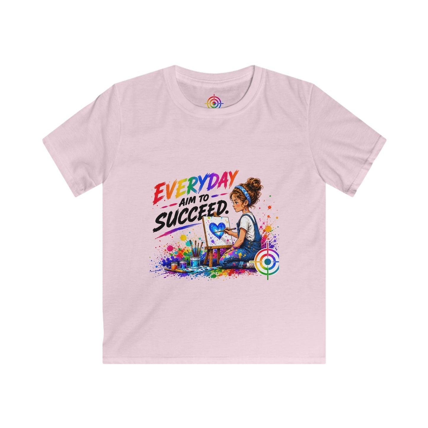 Kids Colorful Art Tee - "Everyday Aim to Succeed"