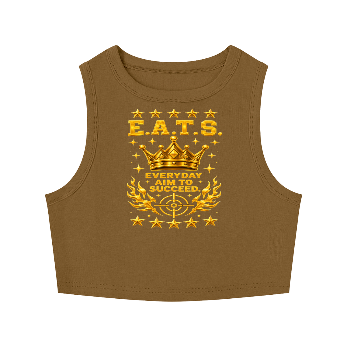 brown,black,white,gold,khaki,crop,top,croptop,womens,women,hers,her,logo,eats,bullseye,casual,streetwear,shirt