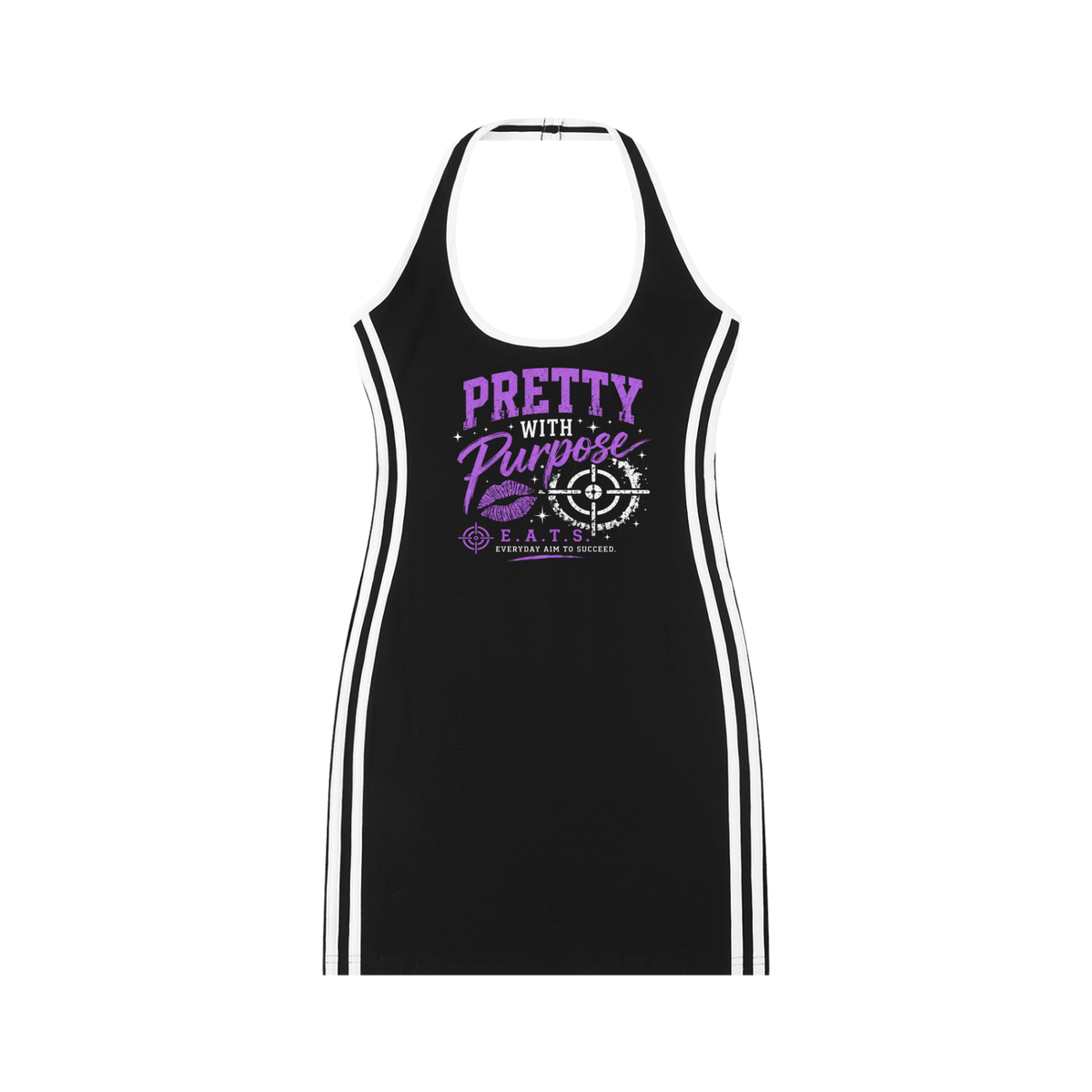 purple,dress,halter,black,white,women