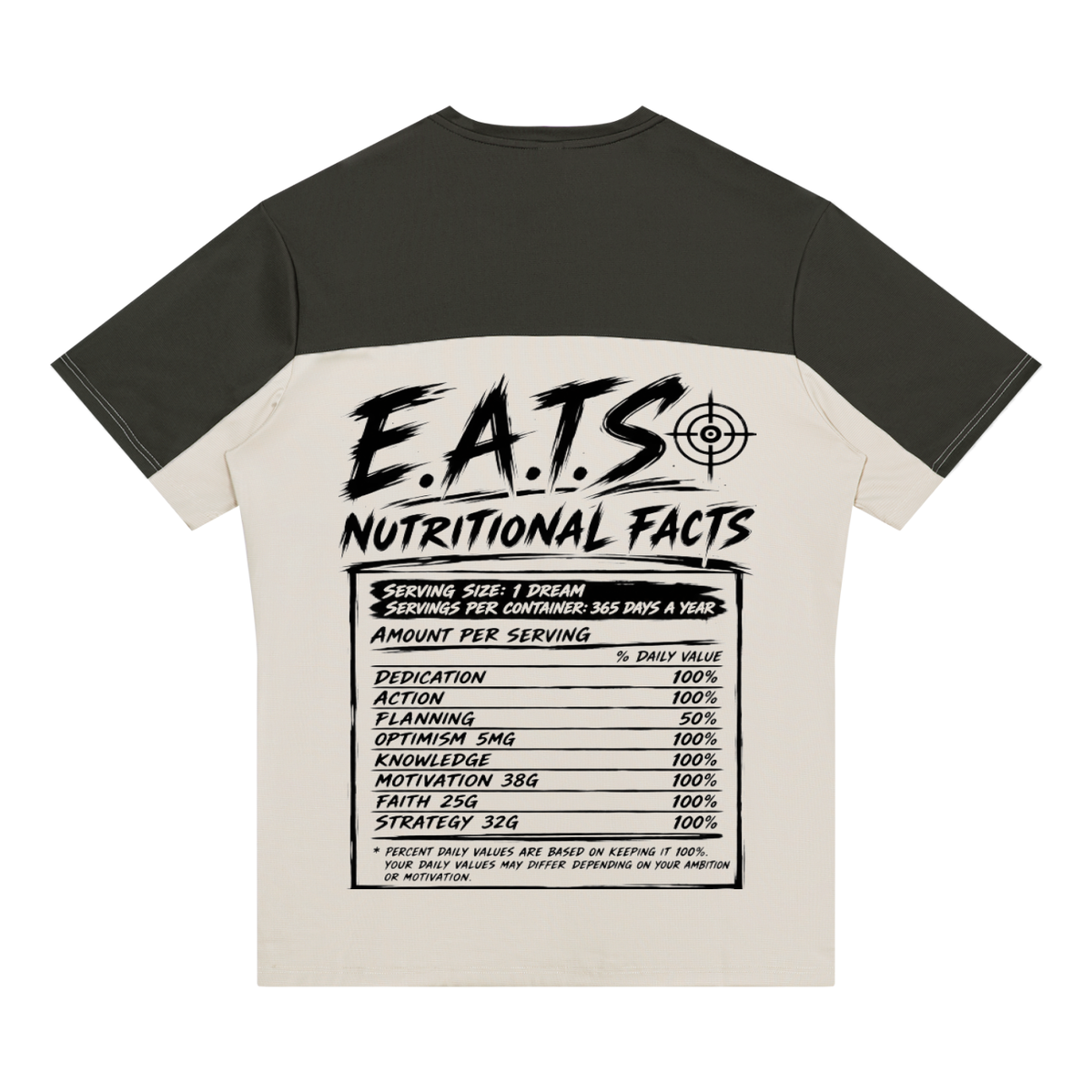 white,grey,gray,tshirt,mens,men,casual,facts,streetwear,light,dark,logo,eats,his,bullseye,nutritional,shirt