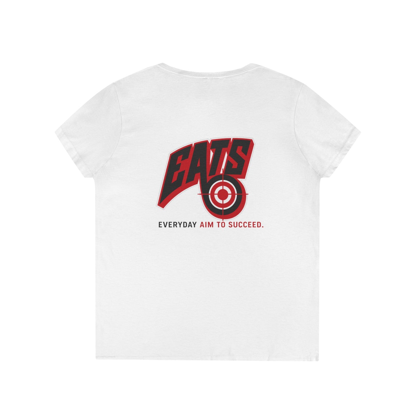 EATS Ladies' V‑Neck Tee — "Everyday Aim to Succeed"