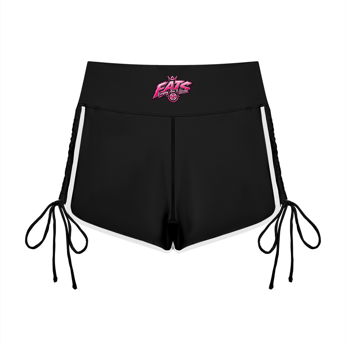 yogashorts,shorts,workoutshorts,womens,women,bullseye,brandlogo,eats,hers,black,pink,streetwear,yoga,activewear,hotpink