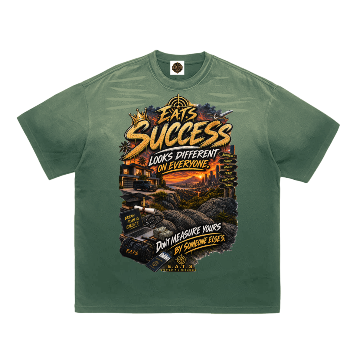 green,eats,mens,men,tigerstrip,logo,streetwear,fashion,mensfashion,menscasual,mensstreetwear,yellow,brandlogo,casual,graphic,graphictshirt,shirt,his,black,everdayaimtosucceed