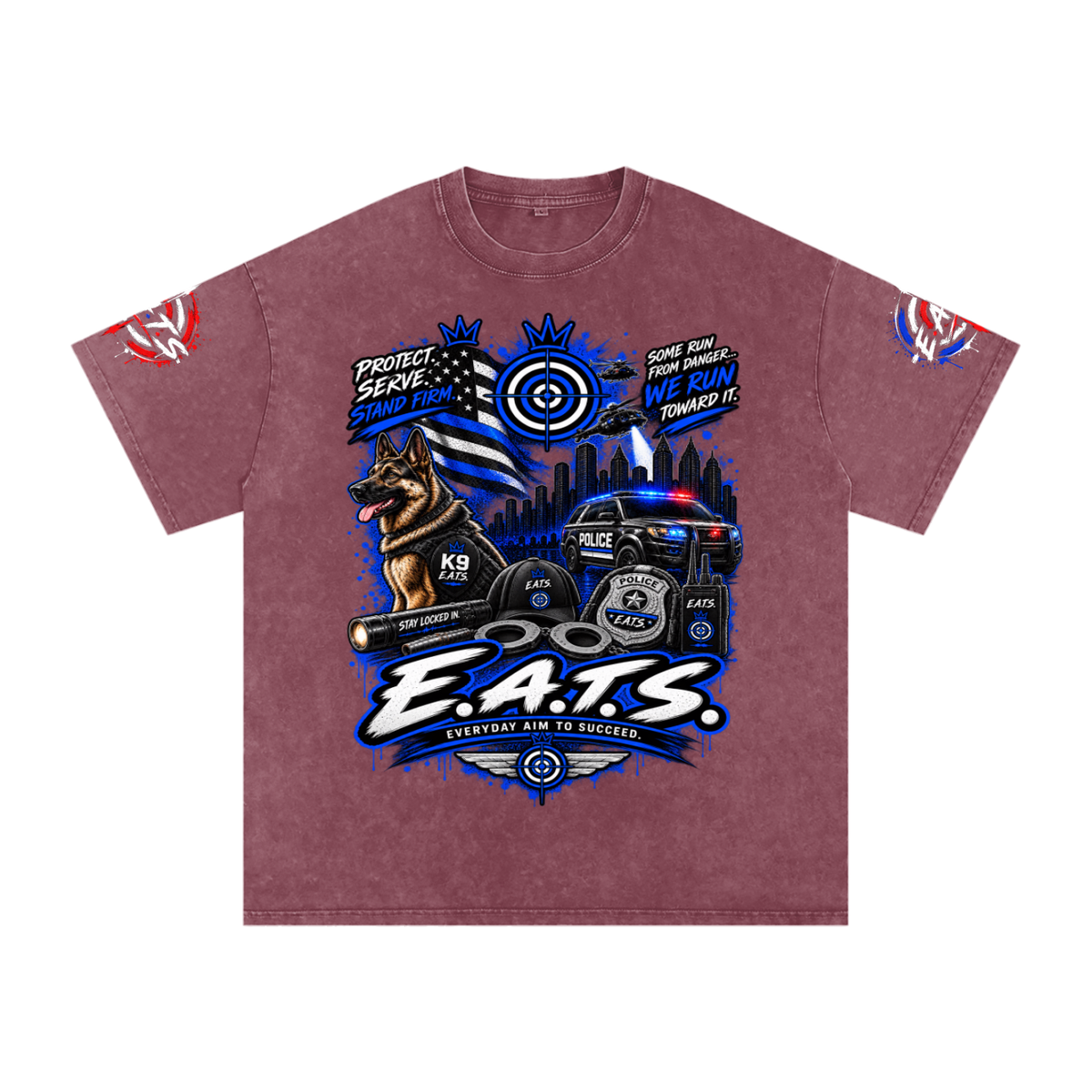 red,blue,black,grey,gray,apricot,dark,light,tshirt,men,women,casual,streetwear,eats,logo,career,careers,unisex,bullseye,police,k9,protect,service,cop,cops,serve