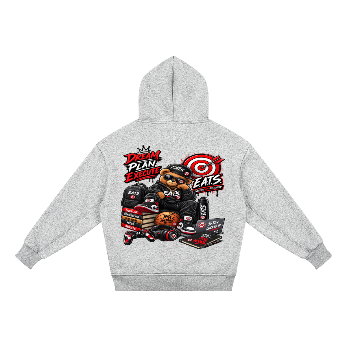 kids,kidshoodie,hoodie,black,red,eats,graphichoodie,graphic,brandlogo,logo,bullseye,teddybear,bear,grey,gray,navyblue,blue,navy