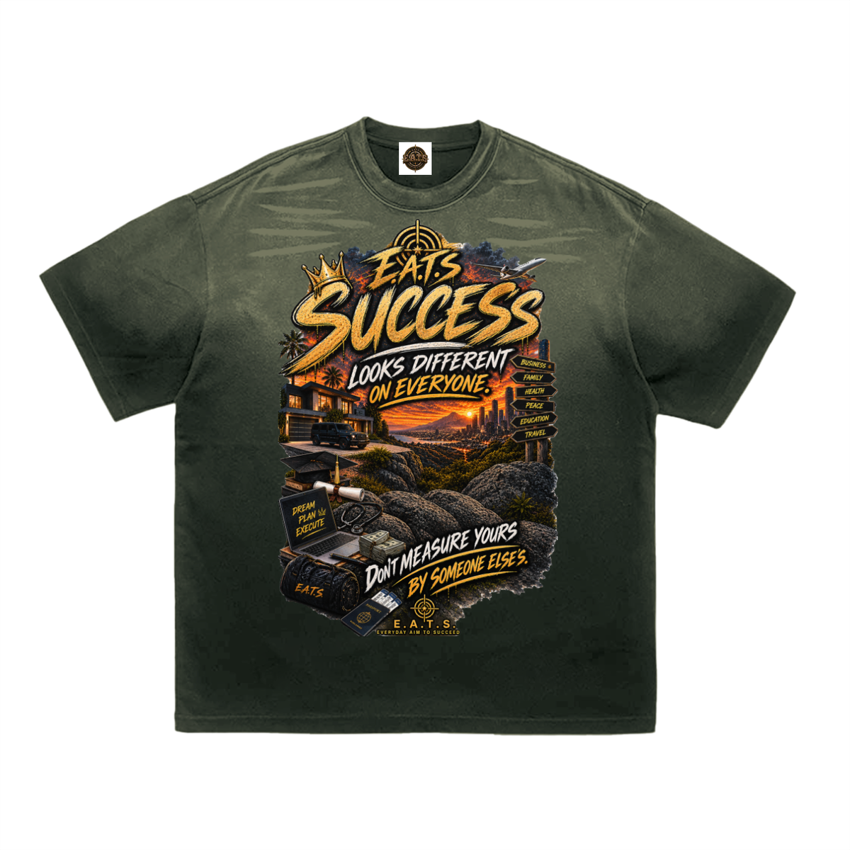 green,eats,mens,men,tigerstrip,logo,streetwear,fashion,mensfashion,menscasual,mensstreetwear,yellow,brandlogo,casual,graphic,graphictshirt,shirt,his,black,everdayaimtosucceed