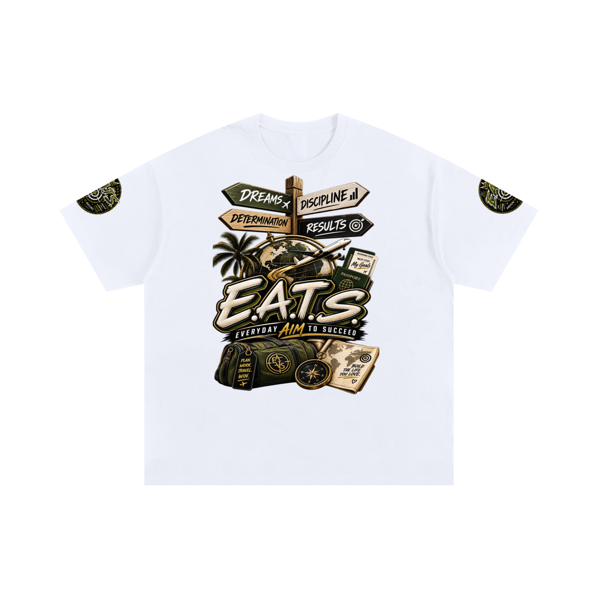 black,white,eats,his,her,hers,men,mens,women,womens,graphictshirt,graphic,brandlogo,logo,streetwear,clothing,tshirt,green,armygreen