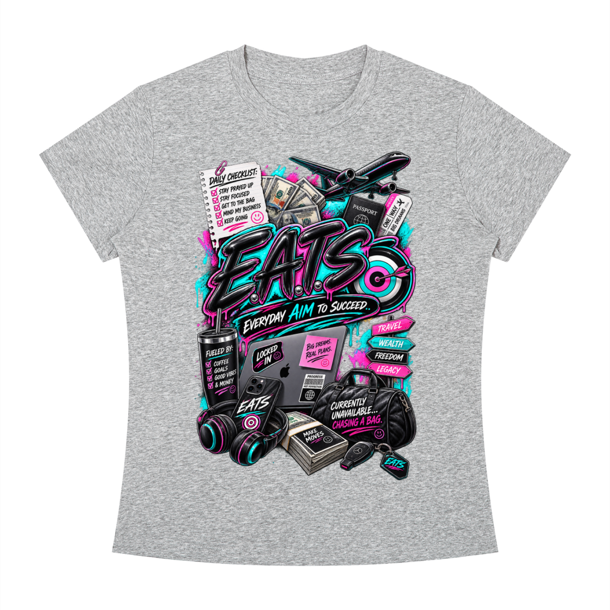 black,grey,gray,light,dark,womens,women,graphic,graphictshirt,tshirt,brandlogo,logo,bullseye,eats,her,hers,neon,neoncolors