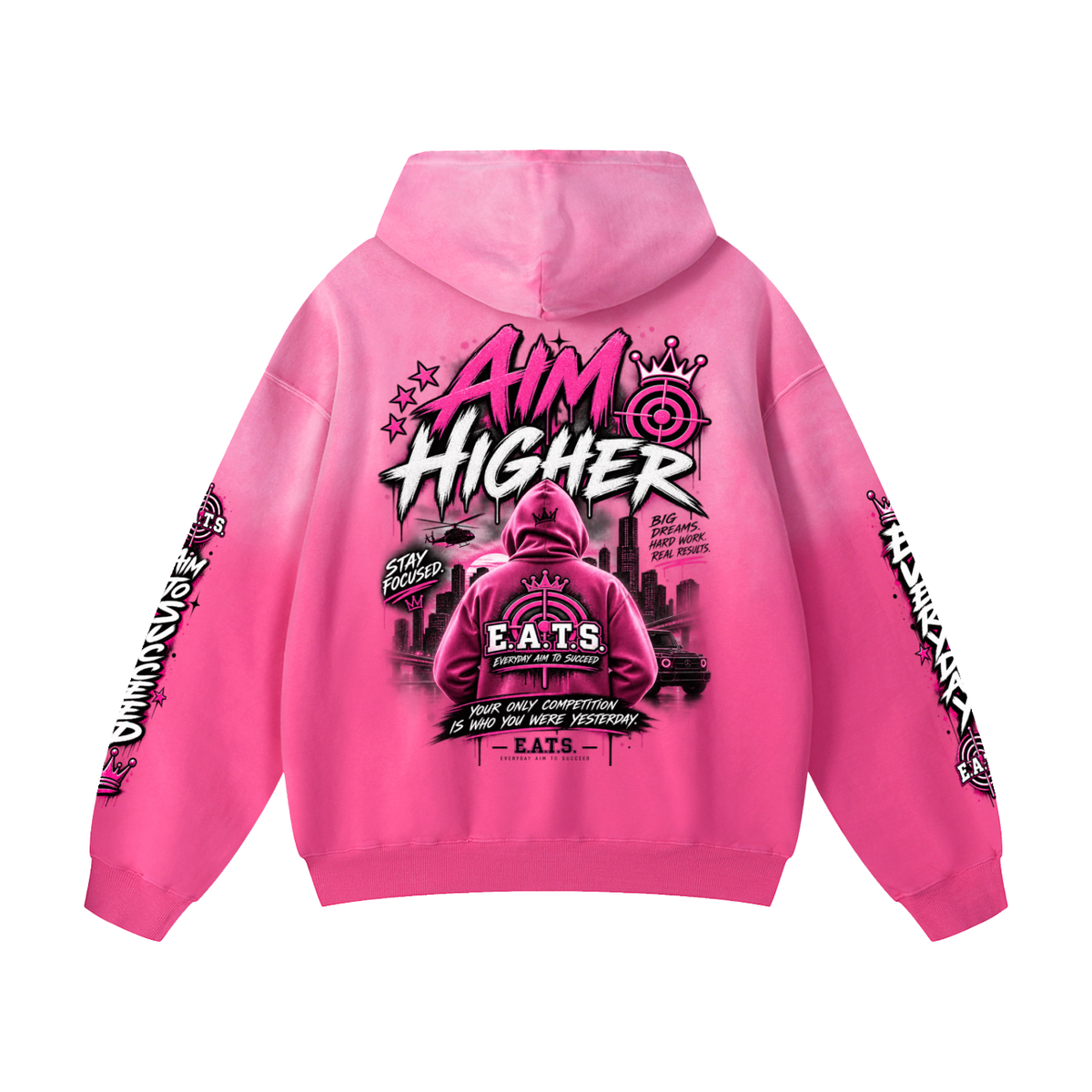 pink,sunfade,aim,higher,eats,womens,hoodie