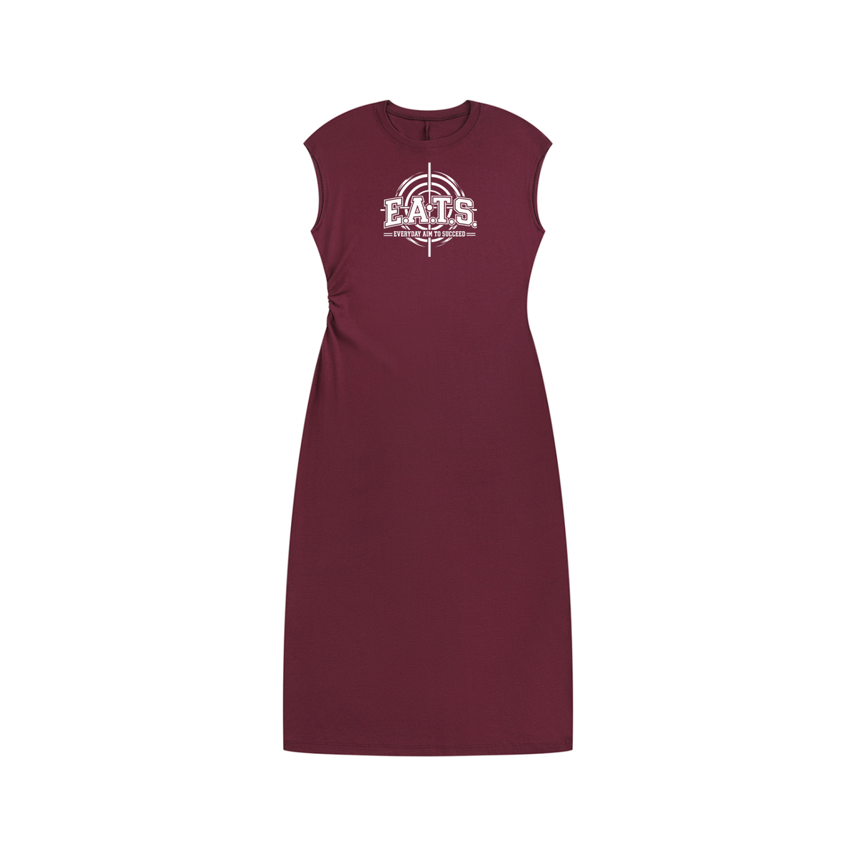 hers,womens,womensdress,dress,sleeveless,sleevelessdress,brandlogo,bullseye,eats,eatslogo,bodycon,bodycondress,red,winered,grey,gray,greydress,graydress,black,blackdress,womensclothes,streetwear,casualdress,womenscasual,womenscasualdress,everydayaimtosucceed,womensstreetwear