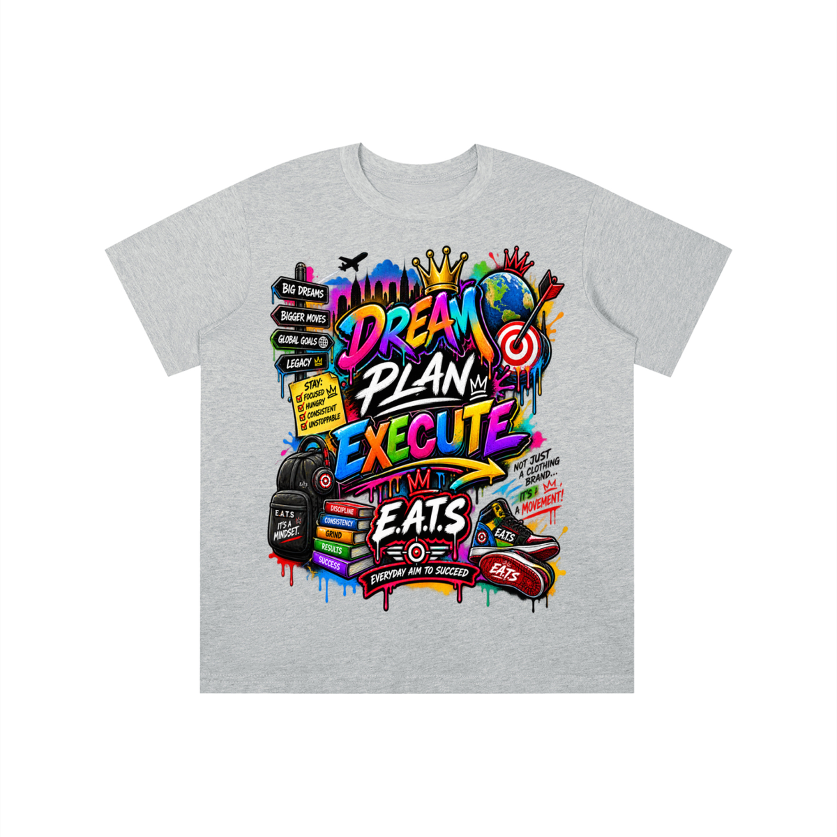 blue,pink,green,white,black,multicolor,mulitcolors,kids,kidstshirt,graphic,kidsgraphict,eats,brandlogo,logo,dream,plan,execute,bullseye