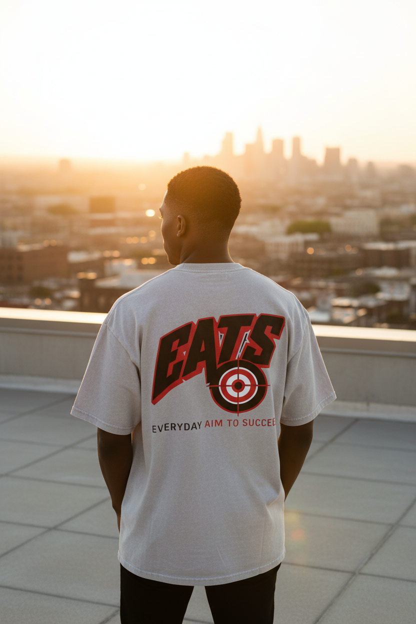Snow Washed Tee lifestyle - rooftop back shot